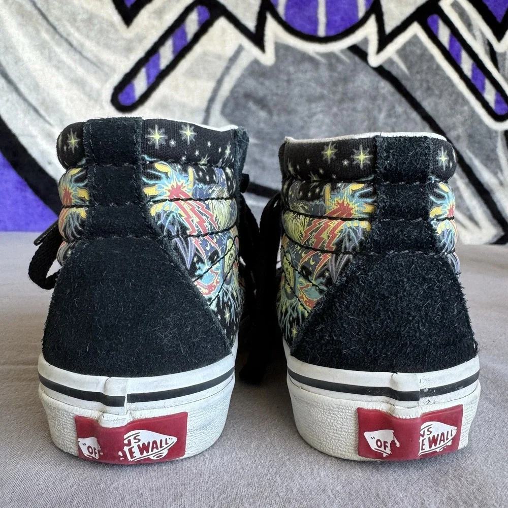Size 11c - VANS TODDLER SK8-HI ZIP SNEAKER TS GLOW WIZARD BLACK WHITE